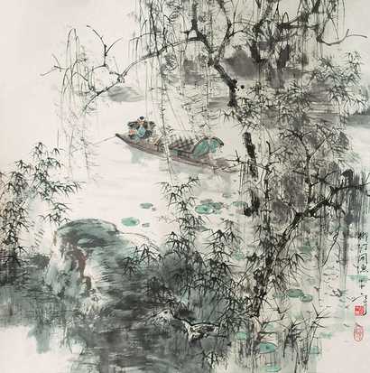 段七丁 柳汀闲渔